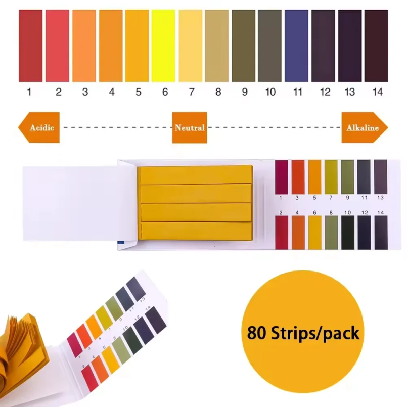 Ph Strip Test - 80 Teststreifen/Packung pH-Teststreifen – Vollständiges pH-Messgerät,