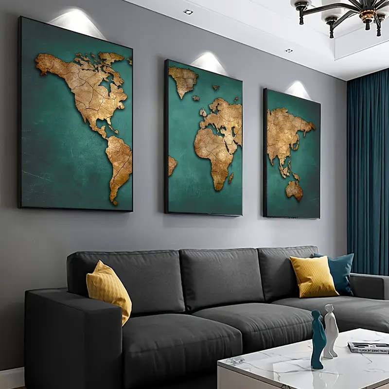 Star Map Poster - Retro Weltkarte 3 teile/satz Leinwand Poster