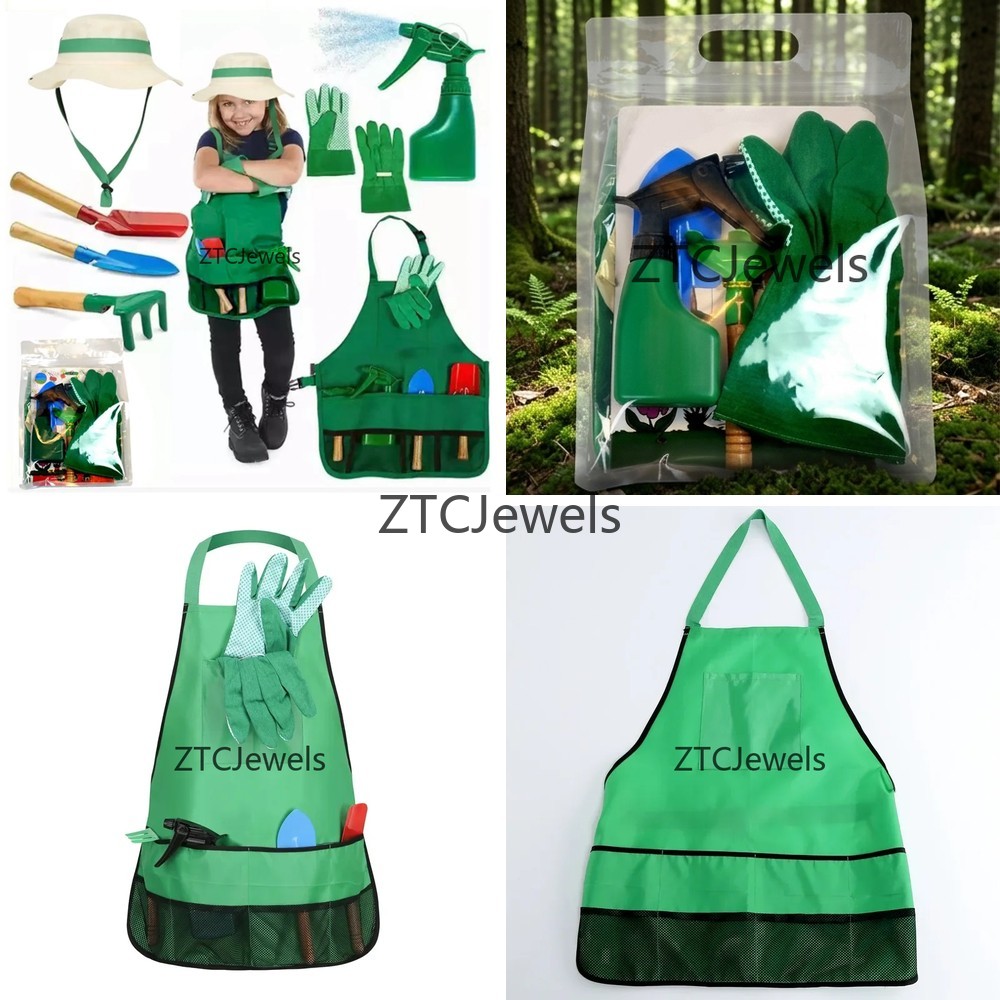 Science Toy - Kinder-Gartenschürzen-Werkzeugset mit Handschuhen, Cosplay-Kostüm für Mädchen,