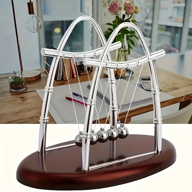 Newton Cradle Large - Newton-Wiege mit Stahlkugeln, Perpetuum Mobile, Kollisionsball,