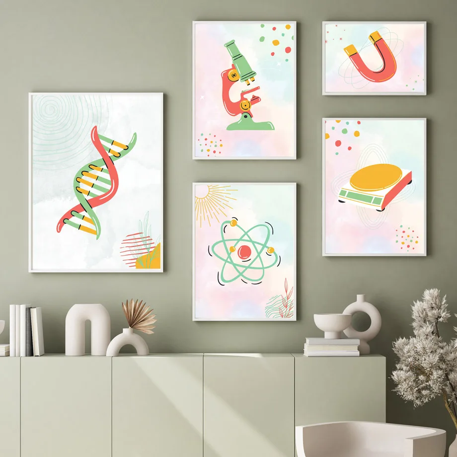 Science Nursery - Wissenschaftliche Biologische Zellmikroskop-DNA Kinderzimmer-Poster Minimalistischer Druck
