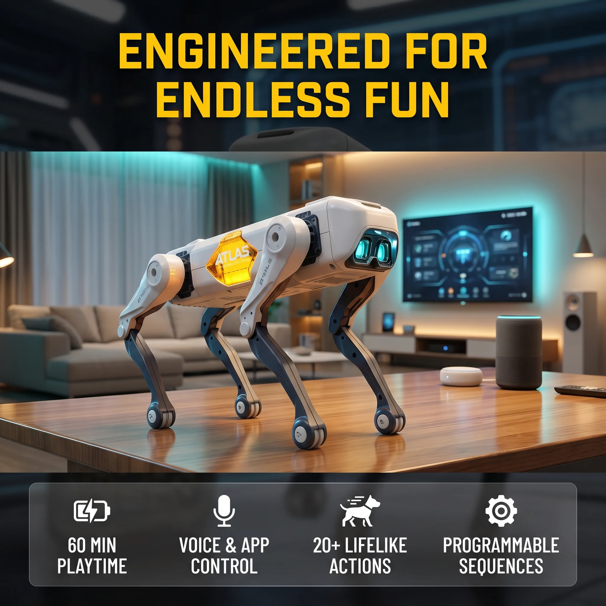 Science Robotics - KI-Smart-Roboterhund, Sprach- & App-Steuerung, Programmierbar, Tanzt,