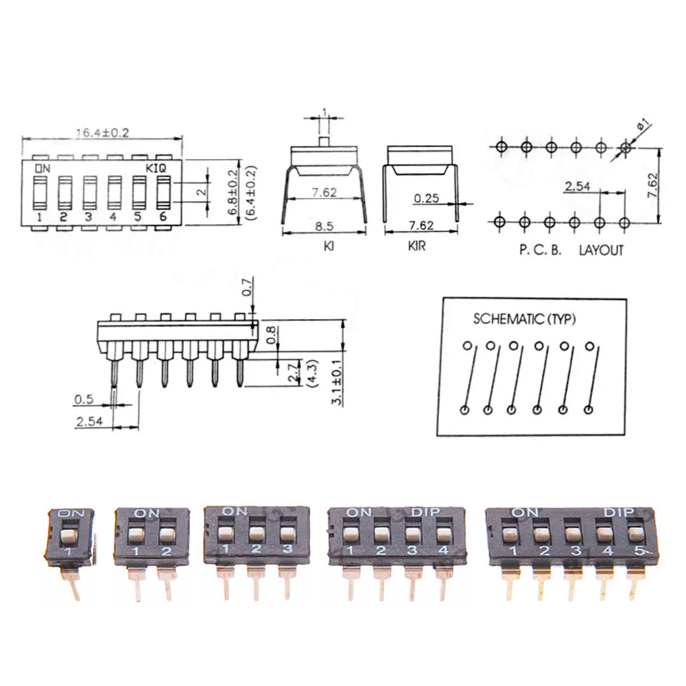 Circuit Snap Kit - 5 Stück 2,54mm Rastermaß Kippschalter Schnappschalter