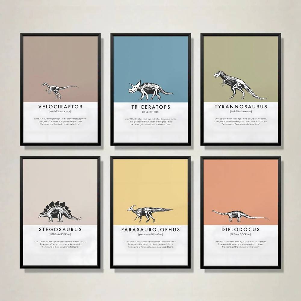 Science Nursery - Dinosaurier-Skelett-Poster, Dino-Fossil, Wissenschaft, Wandkunst für Jungen,