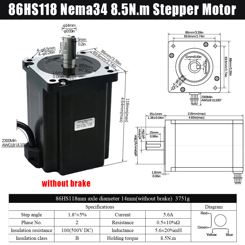 MHCNC Nema34 118mm 8,5Nm Open- – Robot Arm Motor Bewertung und Preis